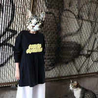 NEKOKAWAII Long Sleeve Tee Black / Dark Grey・Cream Yellow