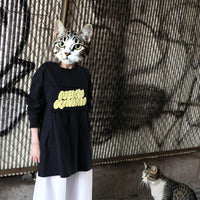 NEKOKAWAII Long Sleeve Tee Black / Dark Grey・Cream Yellow