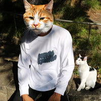 NEKOKAWAII Long Sleeve Tee White / Turquoise・Blue Grey