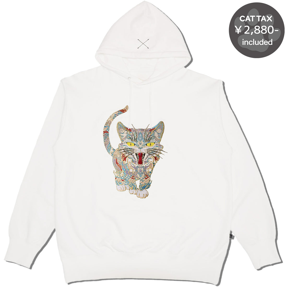 Cat Embroidery Hoodie / White