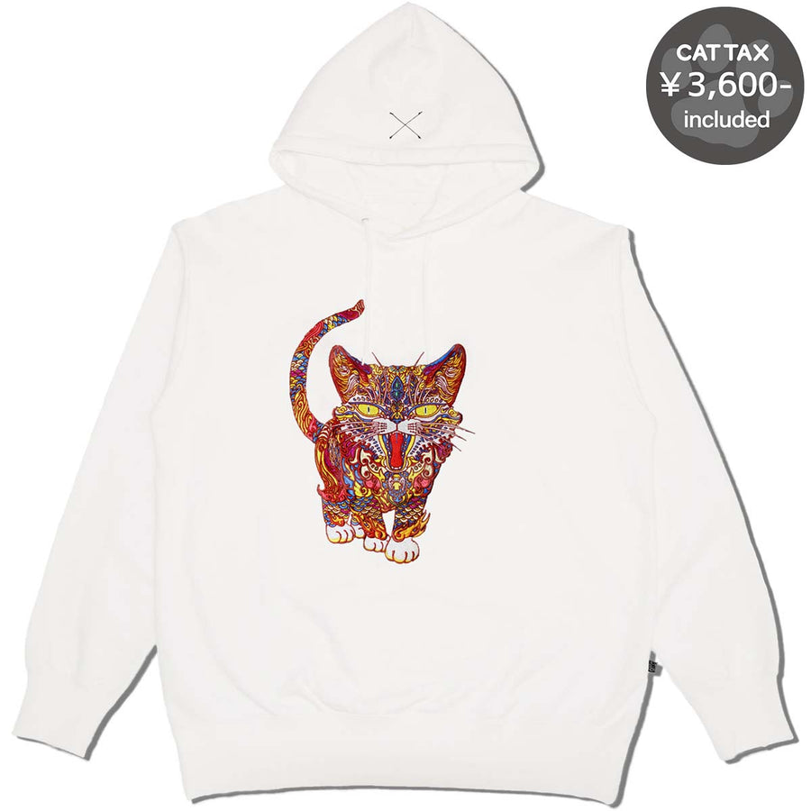 Cat Embroidery Hoodie / White