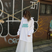 NEKOKAWAII Long Sleeve Tee White / Turquoise・Blue Grey