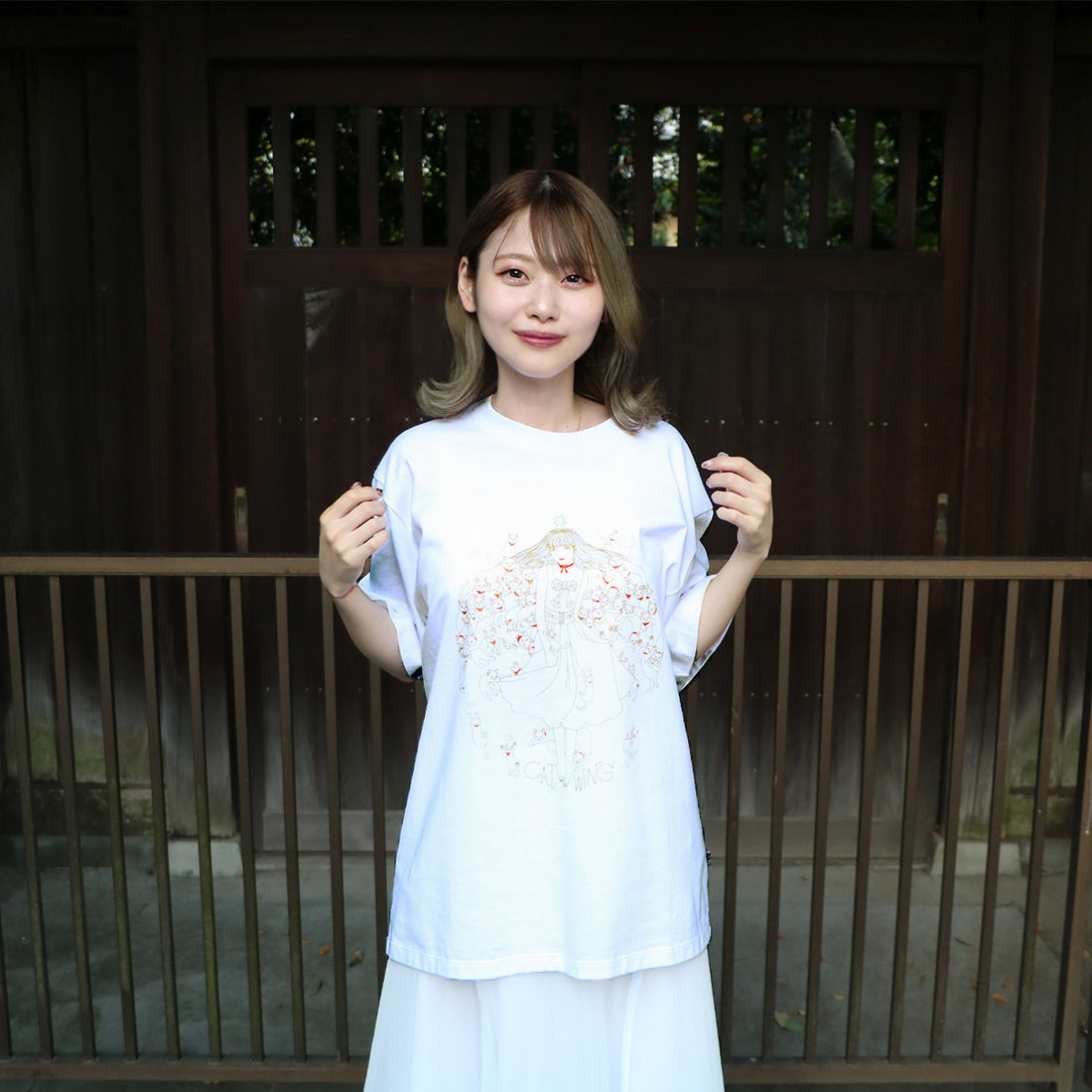 CAT WING Tee White / Line