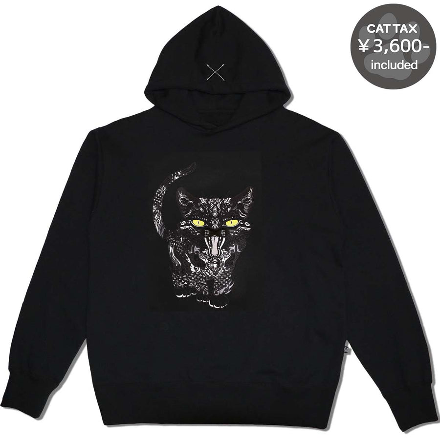 Cat Embroidery Hoodie / Black