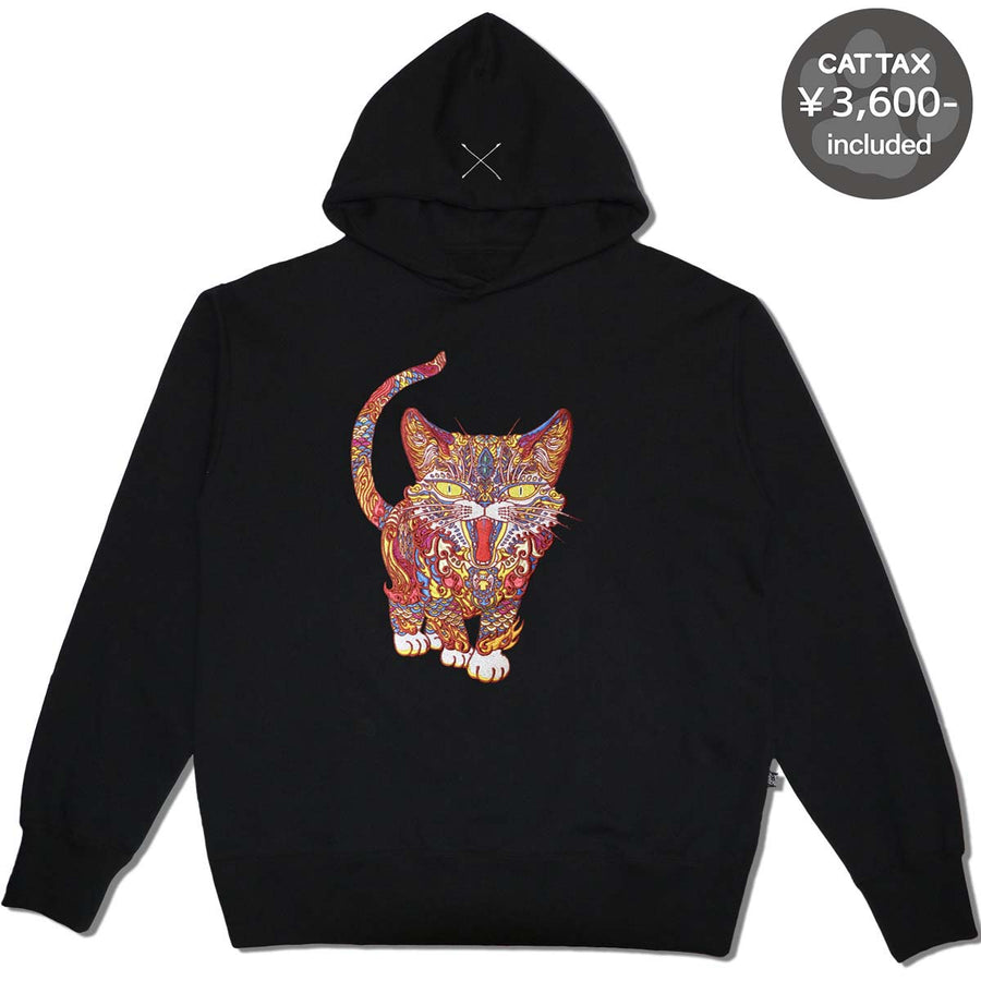 Cat Embroidery Hoodie / Black