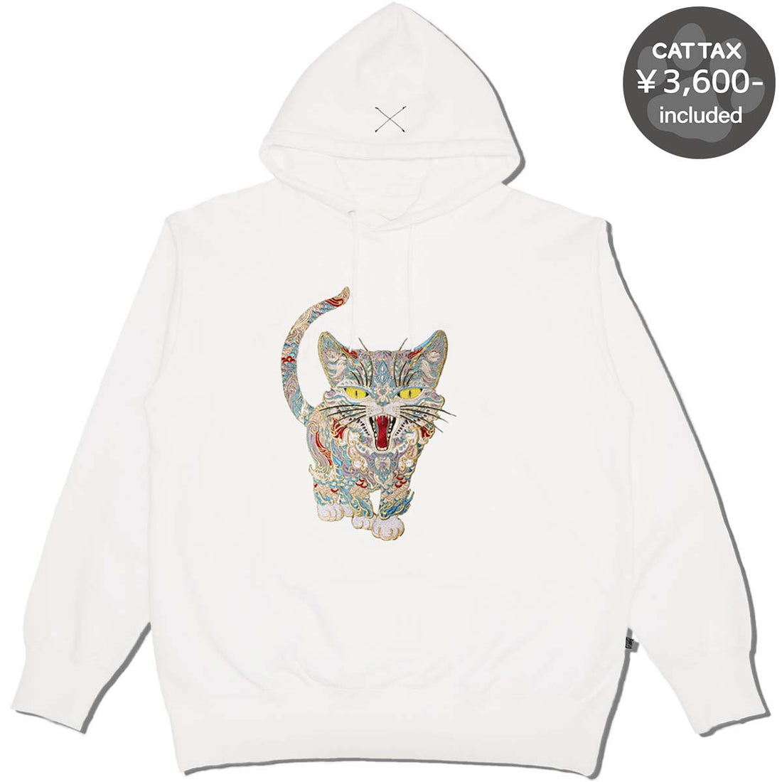 Cat Embroidery Hoodie / White