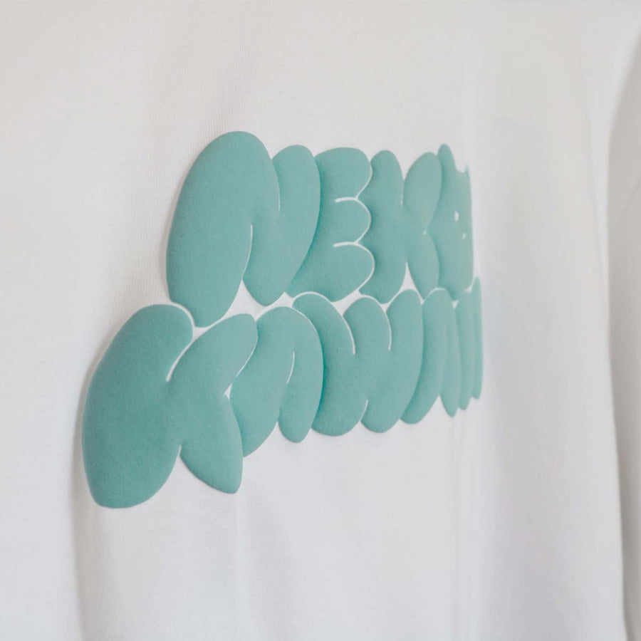 NEKOKAWAII Long Sleeve Tee White / Turquoise・Blue Grey